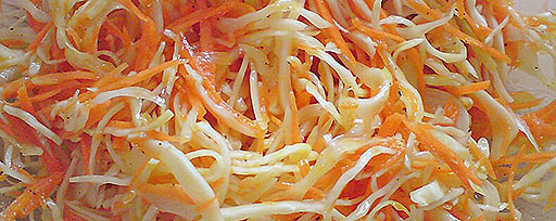 carrots, ginger, white cabbage salad