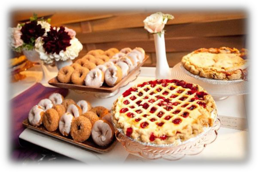 Donuts cakes and wedding cakes