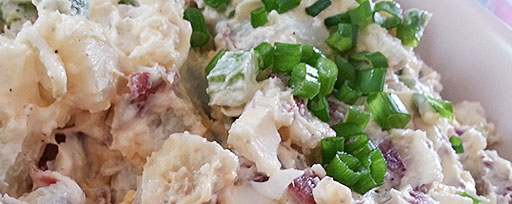 red potato skin salad with green onions