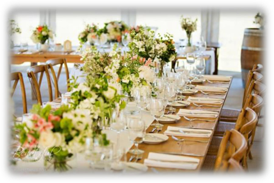 Wedding table with flower decoration
